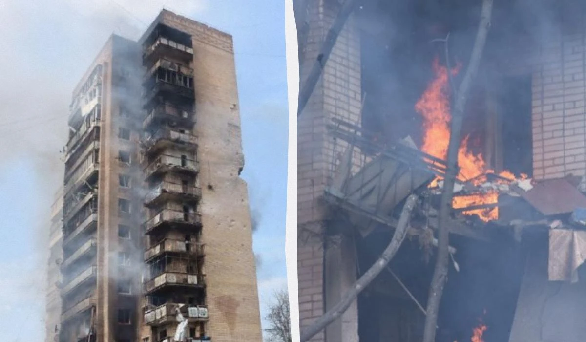 Наслідки удару двох авіабомб по центру Краматорська 4 серпня: пошкоджені багатоповерхівки та рятувальні служби на місці
