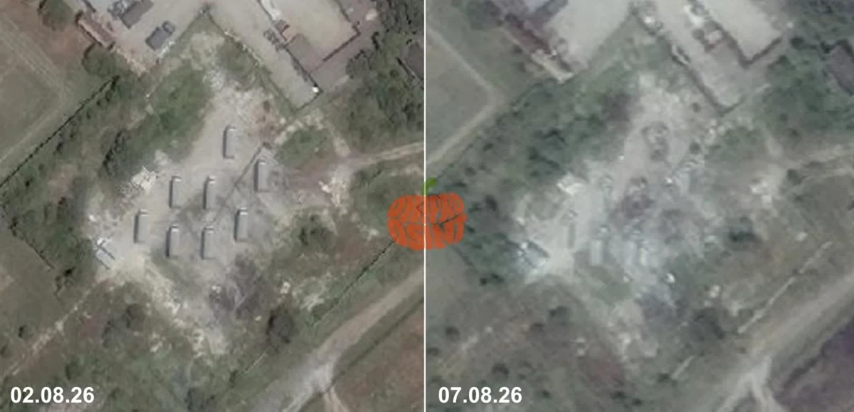 Супутникові знімки наслідків удару по позиції комплексу РЕБ «Волна Купол Гарант» у Геленджику, оприлюднені Dnipro Osint